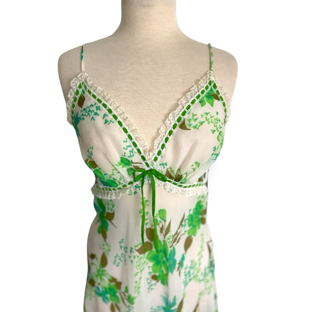Lotus brand 1970s floral slip (vintage size 14) modern M/L maxi dress - Picture 3 of 7